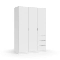 Cairo Artic White Compact 3 Door 3 Drawer Space-Saving 135cm Wardrobe