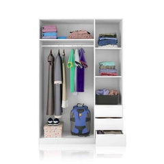 Cairo Artic White Compact 3 Door 3 Drawer Space-Saving Wardrobe