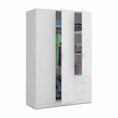 Cairo Artic White Compact 3 Door 3 Drawer Space-Saving Wardrobe