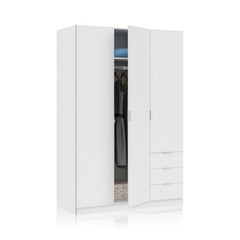 Cairo Artic White Compact 3 Door 3 Drawer Space-Saving Wardrobe