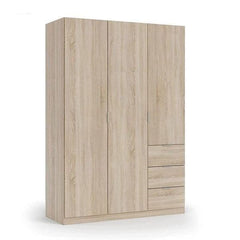 Cairo Oak Effect Compact 3 Door 3 Drawer Space-Saving 135cm Wardrobe