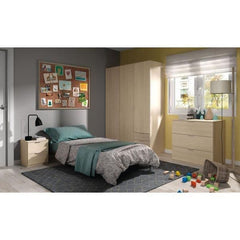 Cairo Oak Effect Compact 3 Door 3 Drawer Space-Saving Wardrobe