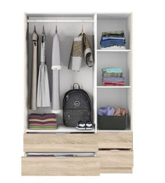 Cairo Oak Effect Compact 3 Door 4 Drawer Space-Saving 135cm Wardrobe