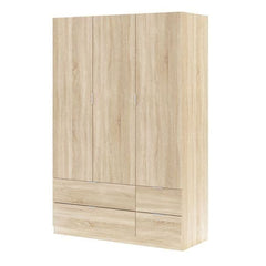 Cairo Oak Effect Compact 3 Door 4 Drawer Space-Saving 135cm Wardrobe