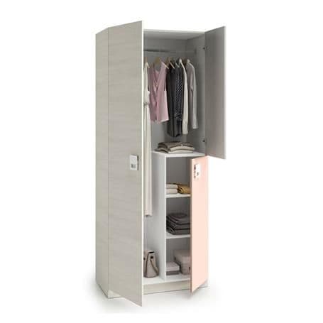 Carlos Grey And Pink 3 Door Slim Narrow Wardrobe