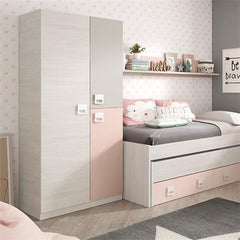Carlos Grey And Pink 3 Door Slim Narrow Wardrobe