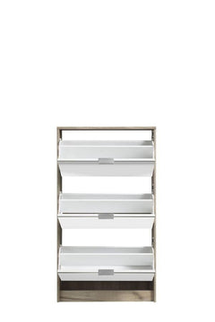 Carrera Mirrored and Oak Effect 3 Drawer Shoe Cabinet
