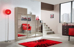 Carrera Mirrored and Oak Effect Tall 4 Drawer Shoe Cabinet