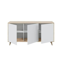 Casablanca White And Oak Effect 3 Door Wide Sideboard