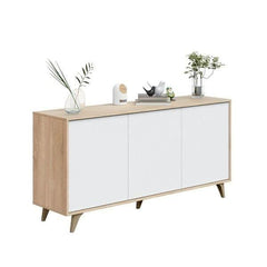 Casablanca White And Oak Effect 3 Door Wide Sideboard