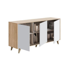 Casablanca White And Oak Effect 3 Door Wide Sideboard