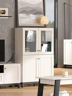 Cassio Cashmere Taupe Panelled Low Showcase Display Cabinet