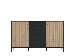 Clifton Slatted Artisan Oak Effect And Black Sideboard