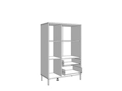 Clifton Slatted Artisan Oak Effect Black Low Display Cabinet