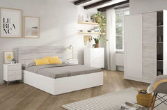 Columbus Artic White and White Oak Effect Small Narrow Sliding 2 Door Wardrobe 120cm Wide