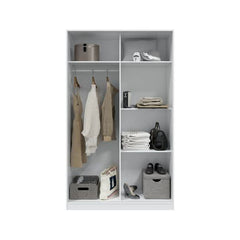 Columbus Artic White and White Oak Effect Small Narrow Sliding 2 Door Wardrobe 120cm Wide