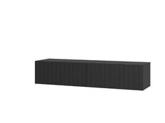 Como Black Slat Effect Wall Mounted Floating Small TV Entertainment Unit