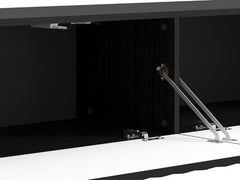 Como Black Slat Effect Wall Mounted Floating Small TV Entertainment Unit