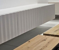 Como White Slat Effect Wall Mounted Floating Large Wide TV Entertainment Unit