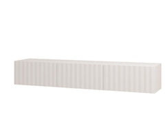 Como White Slat Effect Wall Mounted Floating Large Wide TV Entertainment Unit
