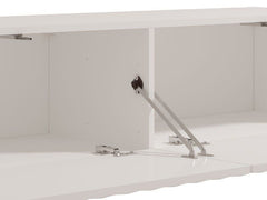 Como White Slat Effect Wall Mounted Floating Small TV Entertainment Unit