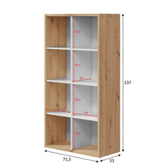 Danso Artic White and Oak Short Bookshelf Unit
