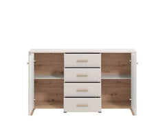 Dariqon Cashmere And Oak Effect 154cm 2 Door 4 Drawer Sideboard