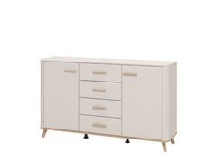 Dariqon Cashmere And Oak Effect 154cm 2 Door 4 Drawer Sideboard