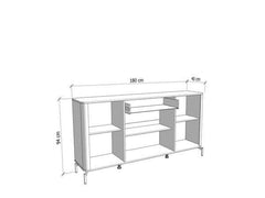 Dariqon Cashmere And Oak Effect 180cm 4 Door Sideboard