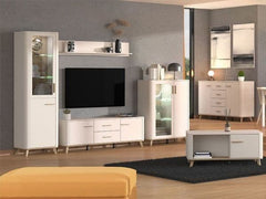 Dariqon Cashmere And Oak Effect Low 2 Door Display Cabinet