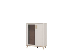 Dariqon Cashmere And Oak Effect Low 2 Door Display Cabinet