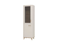 Dariqon Cashmere And Oak Effect Tall Slim 2 Door Display Cabinet