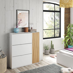 Dempsey Natural Oak Effect and White Large Shoe Cabinet