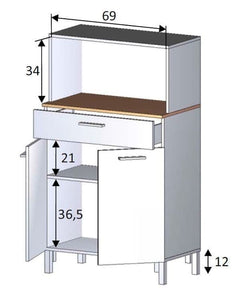 Denby White And Oak 2 Door Utility Kitchen Cupboard
