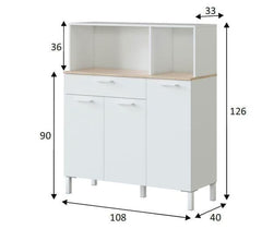 Denby White And Oak 3 Door Utility Kitchen Cupboard
