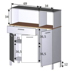 Denby White And Oak 3 Door Utility Kitchen Cupboard