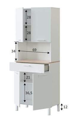 Denby White And Oak 4 Door Utility Kitchen Cupboard