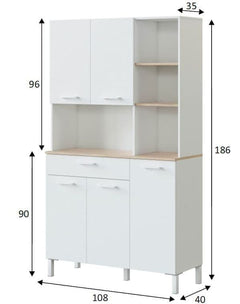 Denby White And Oak 5 Door Utility Kitchen Cupboard