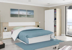 Durham Artic White and Oak Effect Small Narrow Sliding 2 Door Wardrobe 120cm Wide