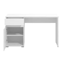 Elano White Gloss Computer Desk With Drawers