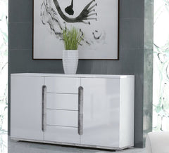 Elise White High Gloss And Grey 2 Door / 4 Drawer Sideboard