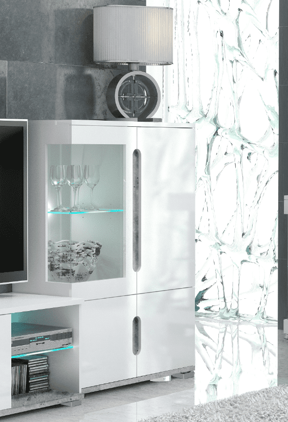 Elise White High Gloss And Grey Low Display Cabinet