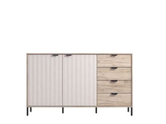 Evandria Grey Oak Effect And Cashmere Slatted Sideboard