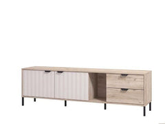 Evandria Vandea Grey Oak Effect Cashmere Slatted TV Unit Cabinet