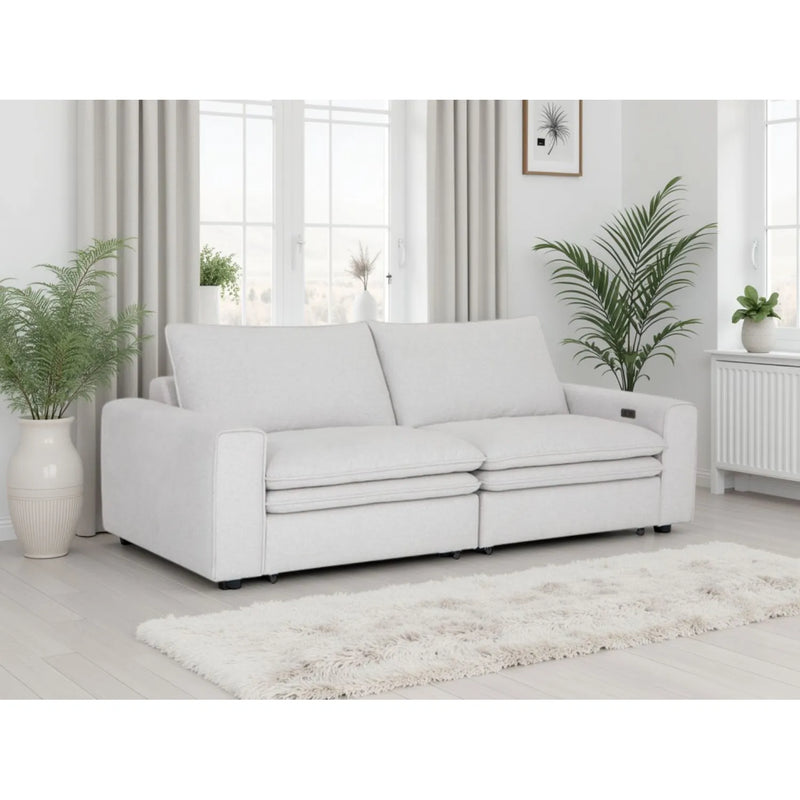 Florence Cloud Ivory Fabric 3 Seater Electric Recliner Sofa Bed