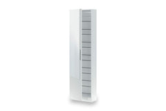 Giovanni Artic White Tall Shoe Cabinet 1 Mirrored Door 14-16 Pairs
