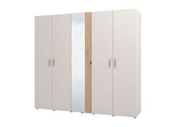 Granada Cashmere And Artisan Oak Effect Mirrored 5 Door Wardrobe