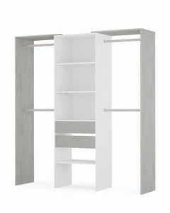 Guadalupe Large Concrete Grey and White Open Door Wardrobe