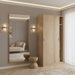 Hansen Canadian Oak Effect Small Narrow Sliding 2 Door Wardrobe