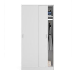 Hansen White Small Narrow Sliding 2 Door Wardrobe